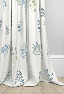 Botanical Velvet, River Blue - Made to Measure Curtains